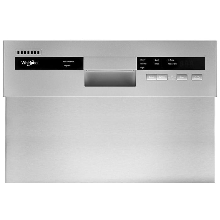 Lave-vaisselle encastré Whirlpool de 18 po et de 50 dBA avec commandes à l’avant - armoire en acier inoxydable monochrome - WDPS5118PM