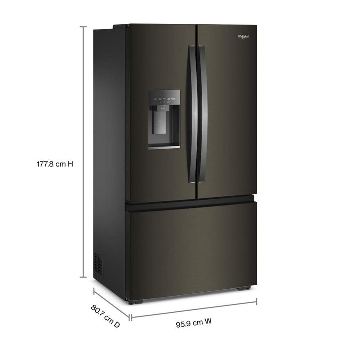 Réfrigérateur Whirlpool à portes françaises, 23,4 pi³, 36 po de largeur, profondeur de comptoir réelle – Acier inoxydable Noir – WRFC7036RV