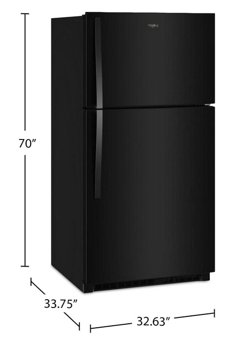 Réfrigérateur Whirlpool de 21 pi³ et de 32,8 po à congélateur supérieur - noir - WRTX7421TB