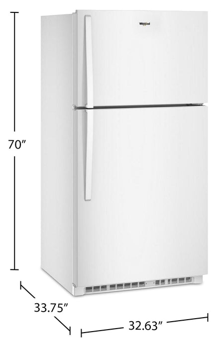 Réfrigérateur Whirlpool de 21 pi³ et de 32,8 po à congélateur supérieur - blanc - WRTX7421TW