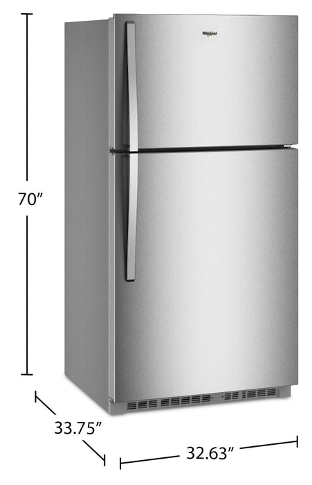 Réfrigérateur Whirlpool de 21 pi³ et de 32,8 po à congélateur supérieur - acier inoxydable résistant aux traces de doigts - WRTX7421TZ