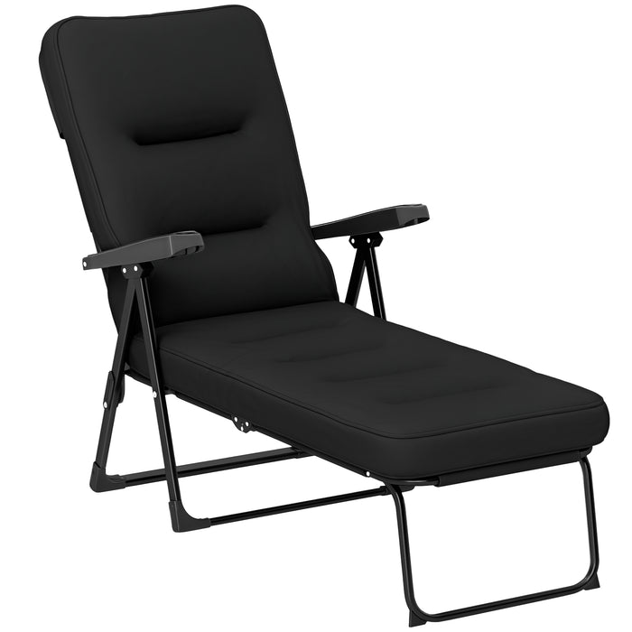 Outsunny Chaise Longue D'exterieur Avec Coussin, Chaise De Patio Inclinable