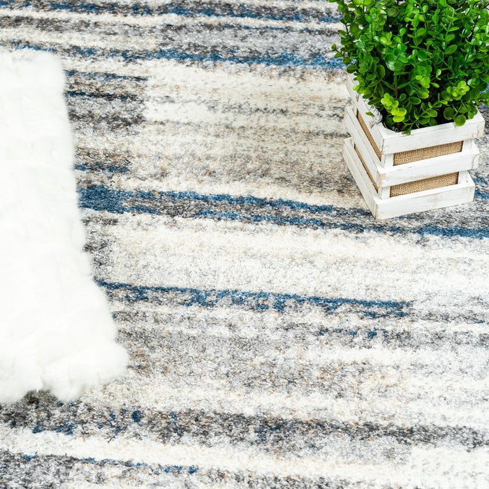 Carpette Darius grise à motif de vagues cubiques - 6 pi 7 po x 9 pi 6 po