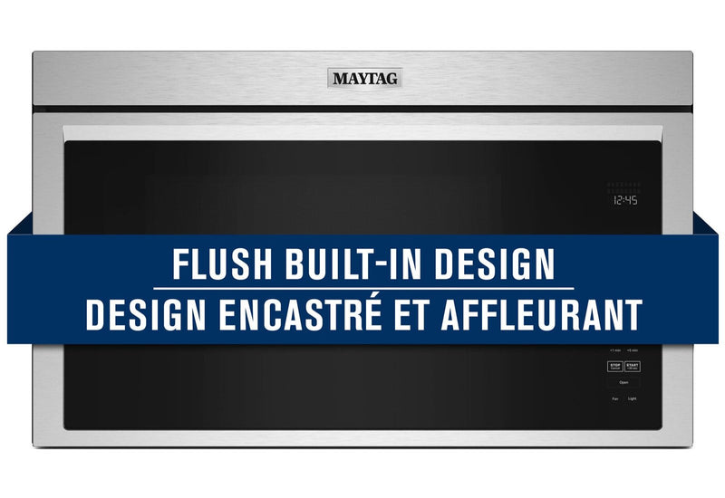 Four à micro-ondes à hotte intégrée Maytag de 1,1 pi³ à installation affleurée avec cuisson à 900 W - acier inoxydable résistant aux traces de doigts - YMMMF6030PZ
