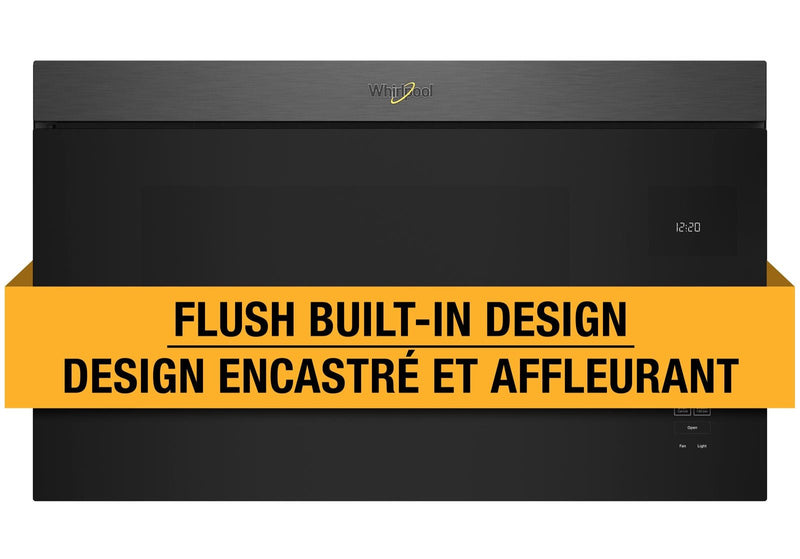 Four à micro-ondes à hotte intégrée Whirlpool de 1,1 pi³ à installation affleurée avec cuisson à 900 W - acier inoxydable noir - YWMMF5930PV