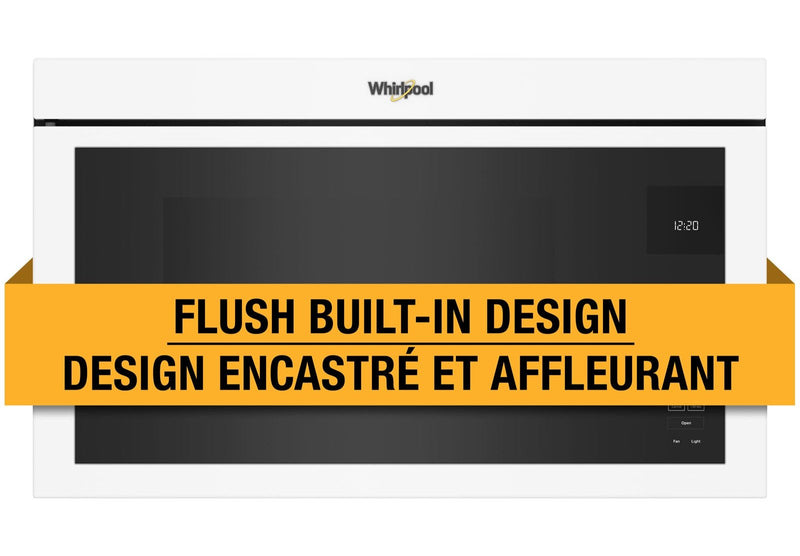 Four à micro-ondes à hotte intégrée Whirlpool de 1,1 pi³ à installation affleurée avec cuisson à 900 W - blanc - YWMMF5930PW