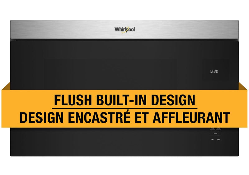 Four à micro-ondes à hotte intégrée Whirlpool de 1,1 pi³ à installation affleurée avec cuisson à 900 W - acier inoxydable résistant aux traces de doigts - YWMMF5930PZ