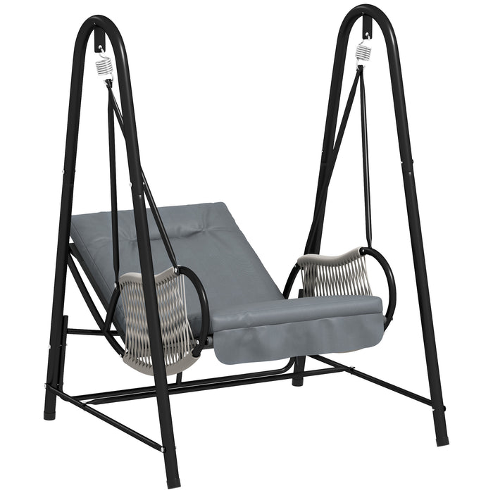 Outsunny Chaise Hamac, Balancoire De Patio En Osier, Gris Clair