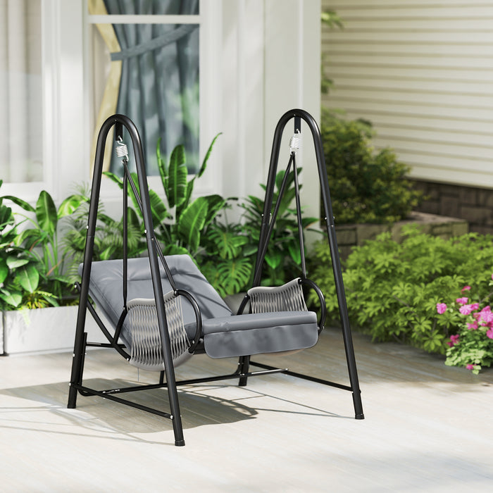 Outsunny Chaise Hamac, Balancoire De Patio En Osier, Gris Clair