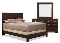  Ensemble de chambre à coucher Yorkdale 5 pièces avec lit à panneau, commode et miroir, brun - format…