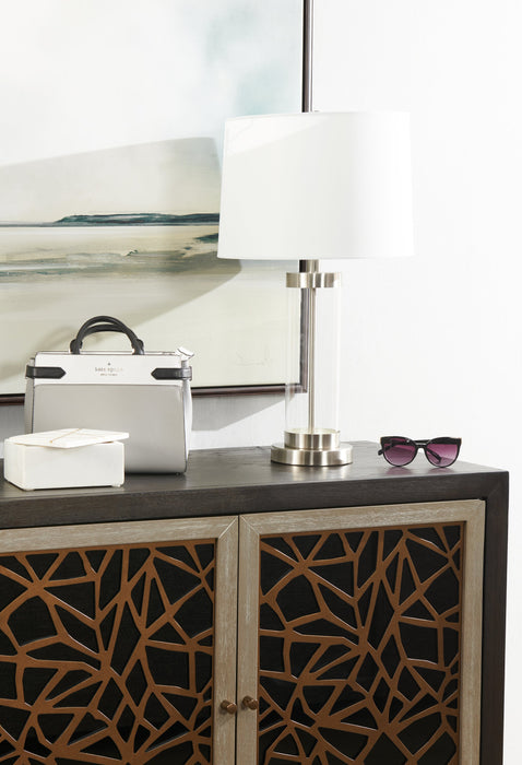 Lampe de table Abella de 24 po acier brossé avec recharge USB