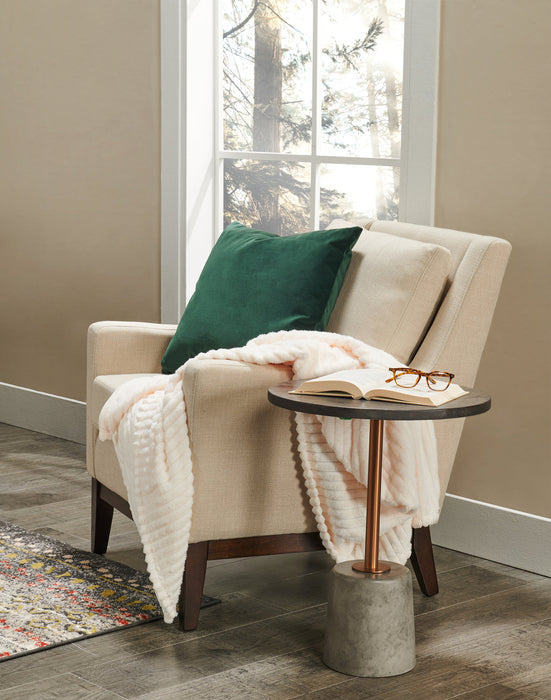 Fauteuil d’appoint Adel de 28,5 po en tissu d’apparence lin avec base en bois - beige