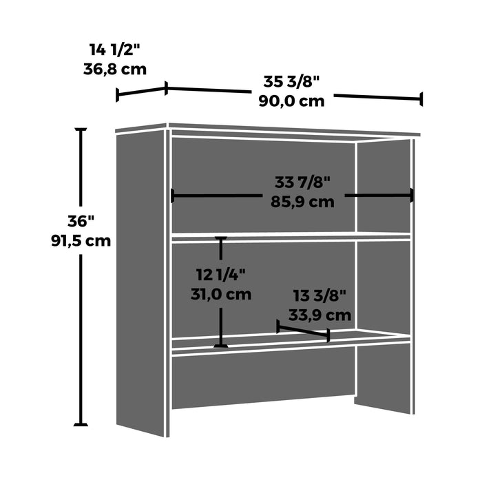 Crédence de style bibliothèque Affirm de 35,43 po de qualité commerciale - cerisier classique