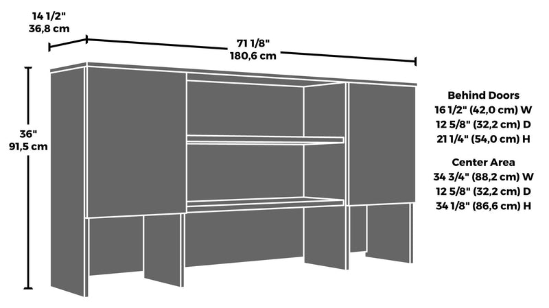 Crédence de rangement Affirm de 71,10 po de qualité commerciale avec 2 armoires - orme noble