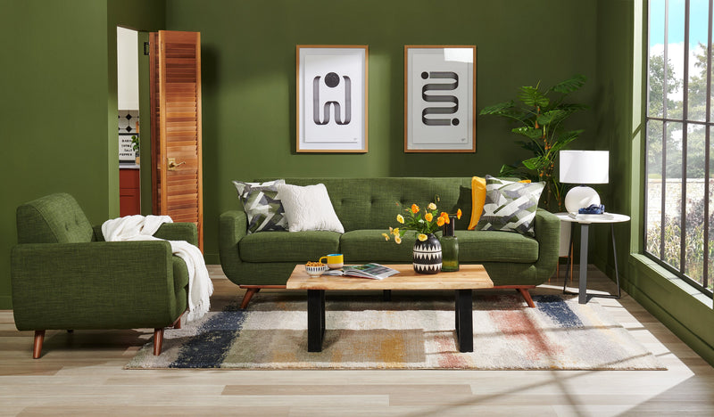 Table à café rustique Agra de 45 po - brune et noire avec pattes en fer