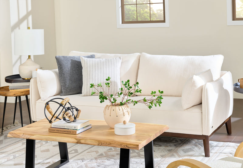 Table à café rustique Agra de 45 po - brune et noire avec pattes en fer