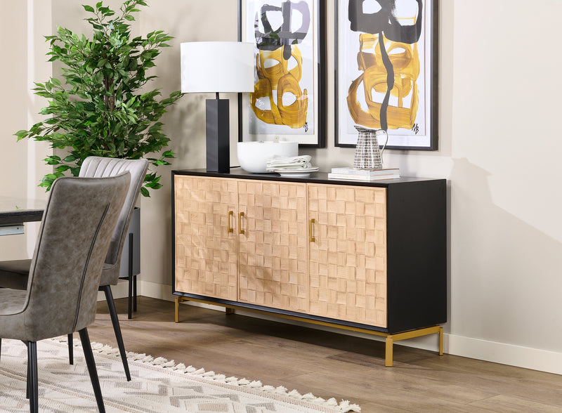 Armoire décorative Alenna de 60 po à 3 portes - noire avec portes blanc vieilli