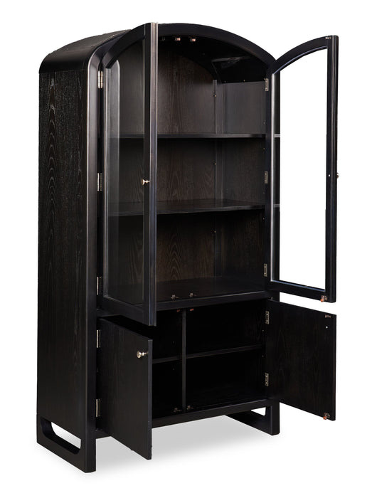 Armoire vitrée de salle à manger Alma, 42 po (L) x 78 po (H), avec rangement - anthracite noir
