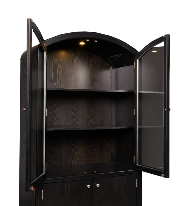 Armoire vitrée de salle à manger Alma, 42 po (L) x 78 po (H), avec rangement - anthracite noir