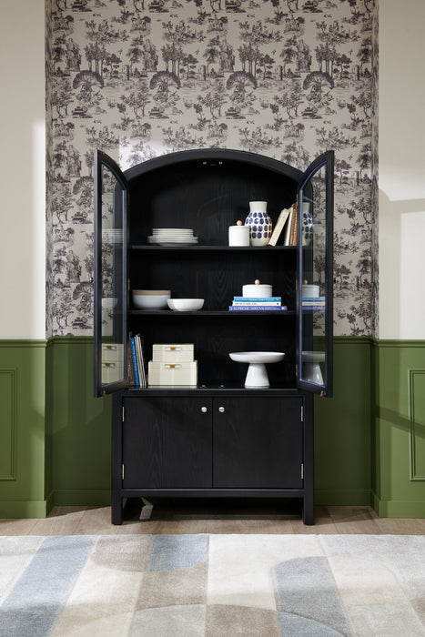 Armoire vitrée de salle à manger Alma, 42 po (L) x 78 po (H), avec rangement - anthracite noir