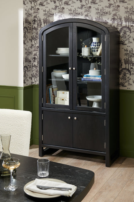 Armoire vitrée de salle à manger Alma, 42 po (L) x 78 po (H), avec rangement - anthracite noir