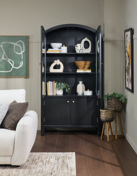 Armoire vitrée de salle à manger Alma, 42 po (L) x 78 po (H), avec rangement - anthracite noir