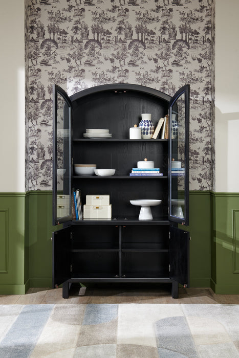 Armoire vitrée de salle à manger Alma, 42 po (L) x 78 po (H), avec rangement - anthracite noir