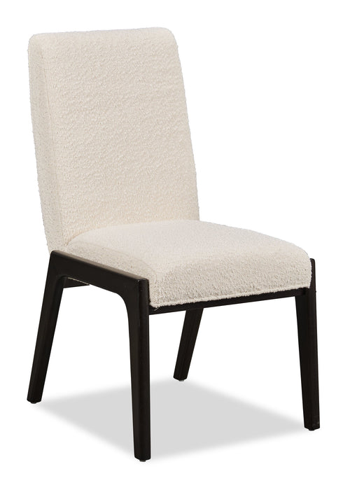 Chaise de salle à manger Alma en tissu bouclé - anthracite noir et blanche