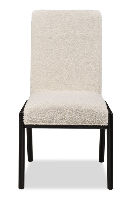 Chaise de salle à manger Alma en tissu bouclé - anthracite noir et blanche