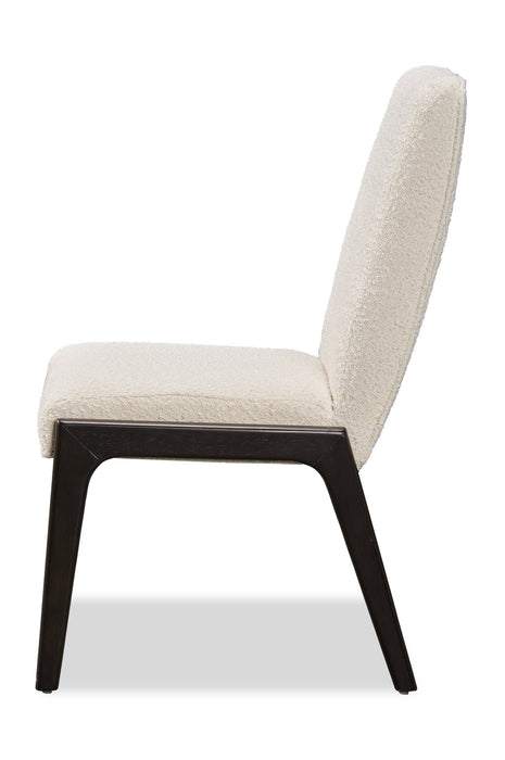 Chaise de salle à manger Alma en tissu bouclé - anthracite noir et blanche