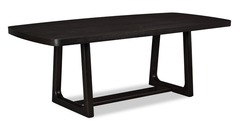 Table de salle à manger Alma de 86 po (L) avec base à tréteaux - anthracite noir