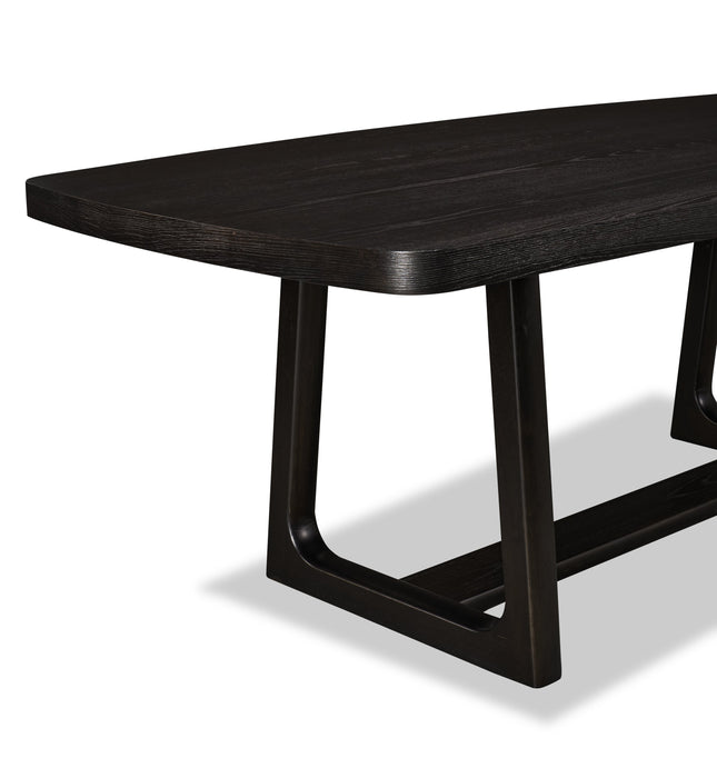 Table de salle à manger Alma de 86 po (L) avec base à tréteaux - anthracite noir