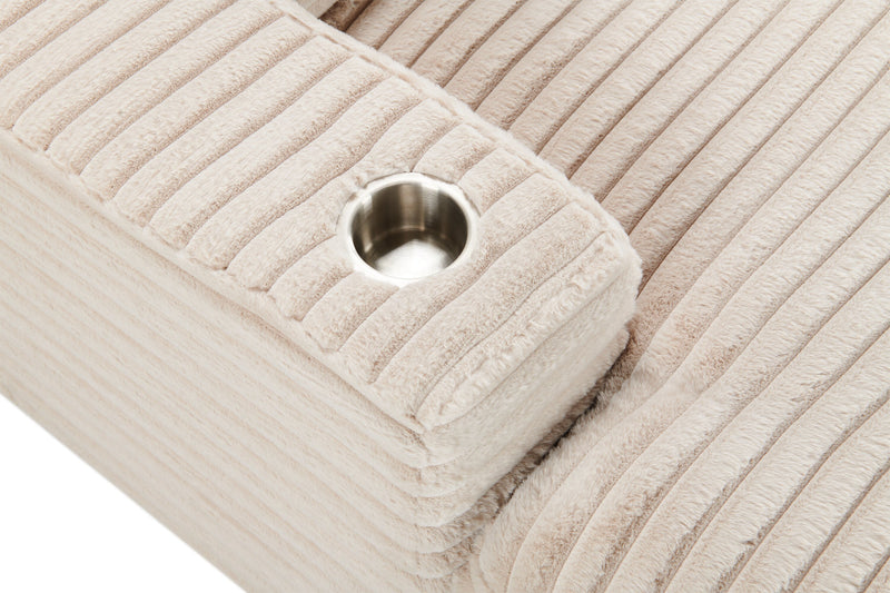 Fauteuil long Alto de 58 po en tissu de fausse fourrure très douce avec deux porte-gobelets et port USB - taupe