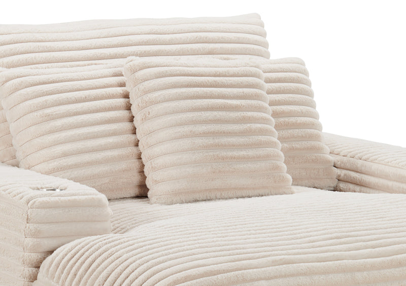 Fauteuil long Alto de 58 po en tissu de fausse fourrure très douce avec deux porte-gobelets et port USB - taupe