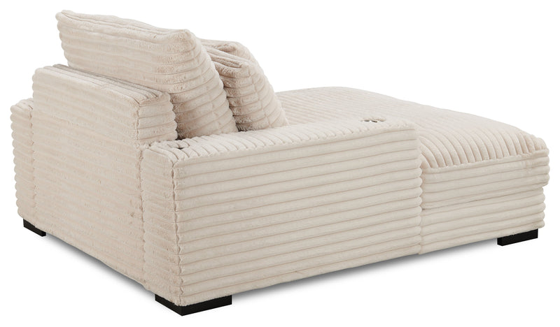 Fauteuil long Alto de 58 po en tissu de fausse fourrure très douce avec deux porte-gobelets et port USB - taupe