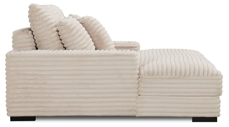 Fauteuil long Alto de 58 po en tissu de fausse fourrure très douce avec deux porte-gobelets et port USB - taupe