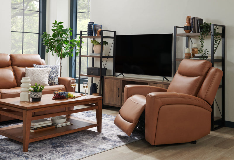 Meuble audio-vidéo moderne Alvin 3 pièces de 66 po avec rangement et système de gestion des câbles pour téléviseurs jusqu’à 70 po - noisette