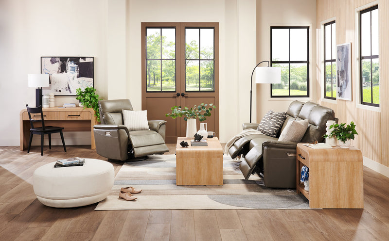 Fauteuil berçant, pivotant et à inclinaison électrique Angelo de Château d’Ax de 38,58 po en cuir véritable - gris