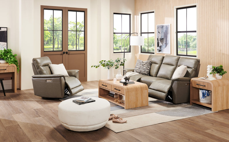 Fauteuil berçant, pivotant et à inclinaison électrique Angelo de Château d’Ax de 38,58 po en cuir véritable - gris