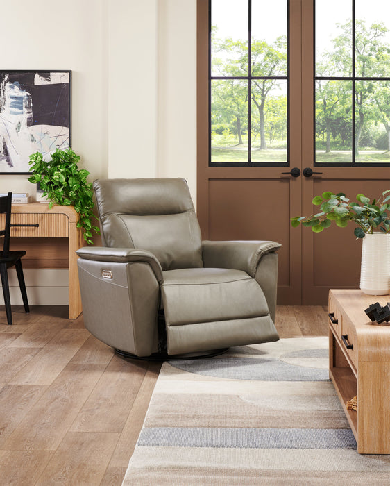 Fauteuil berçant, pivotant et à inclinaison électrique Angelo de Château d’Ax de 38,58 po en cuir véritable - gris
