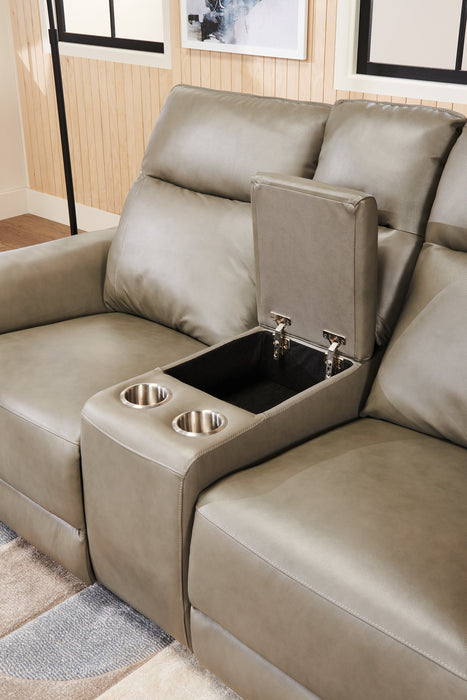 Causeuse à inclinaison électrique Angelo de Château d’Ax de 75,59 po en cuir véritable avec appuie-têtes électriques - grise