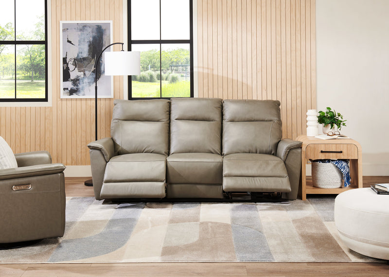 Sofa à inclinaison électrique Angelo de Château d’Ax de 84,25 po en cuir véritable avec appuie-têtes électriques - gris