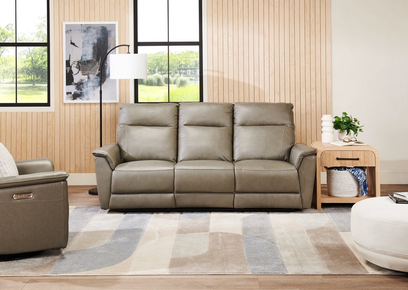 Sofa à inclinaison électrique Angelo de Château d’Ax de 84,25 po en cuir véritable avec appuie-têtes électriques - gris