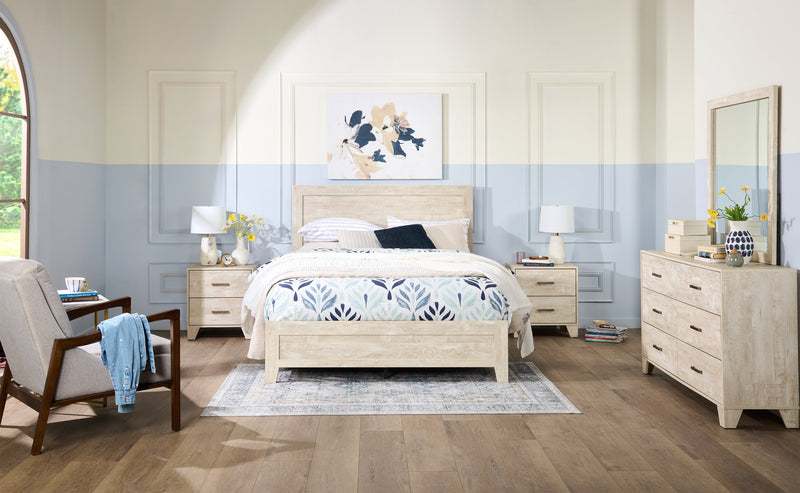 Commode de chambre à coucher Arbor de 58,7 po (L) x 33,3 po (H) à 6 tiroirs - bois de grève blanc