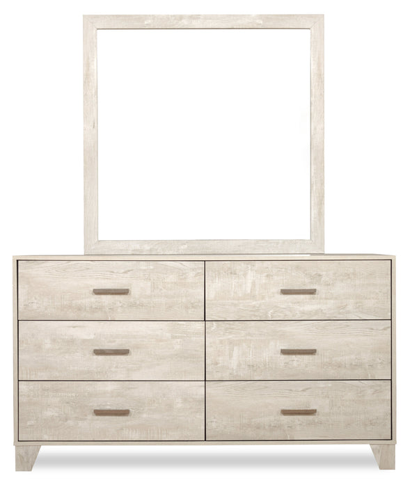 Commode de chambre à coucher Arbor de 58,7 po (L) x 33,3 po (H) à 6 tiroirs - bois de grève blanc