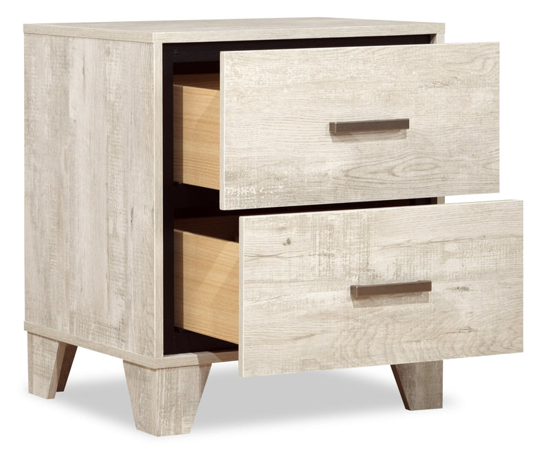 Table de nuit Arbor de 20,1 po (L) x 23,8 po (H) à 2 tiroirs - bois de grève blanc