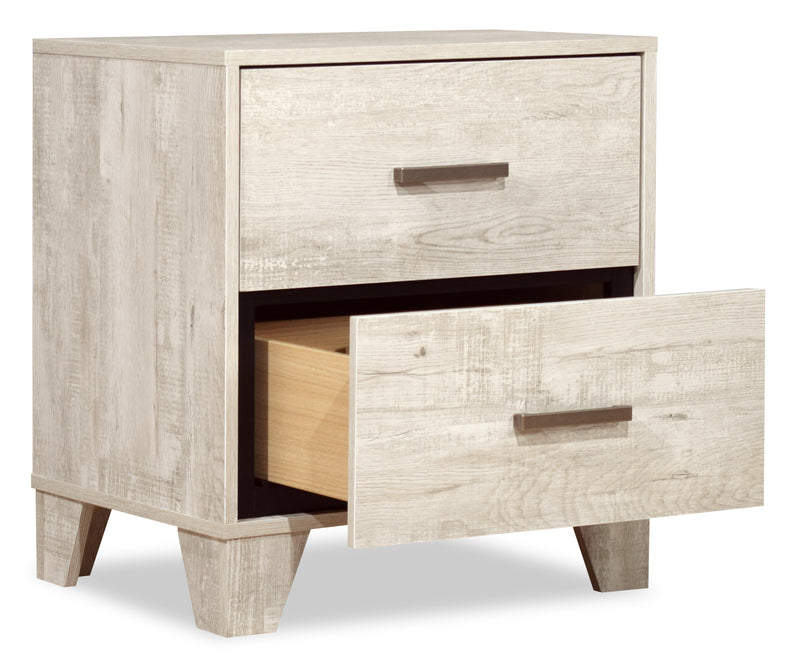 Table de nuit Arbor de 20,1 po (L) x 23,8 po (H) à 2 tiroirs - bois de grève blanc