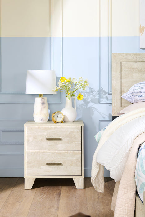 Table de nuit Arbor de 20,1 po (L) x 23,8 po (H) à 2 tiroirs - bois de grève blanc