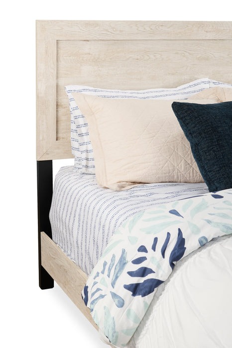 Lit à panneaux Arbor, bois de grève blanc - format grand lit