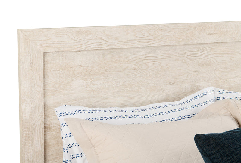 Lit à panneaux Arbor, bois de grève blanc - format grand lit